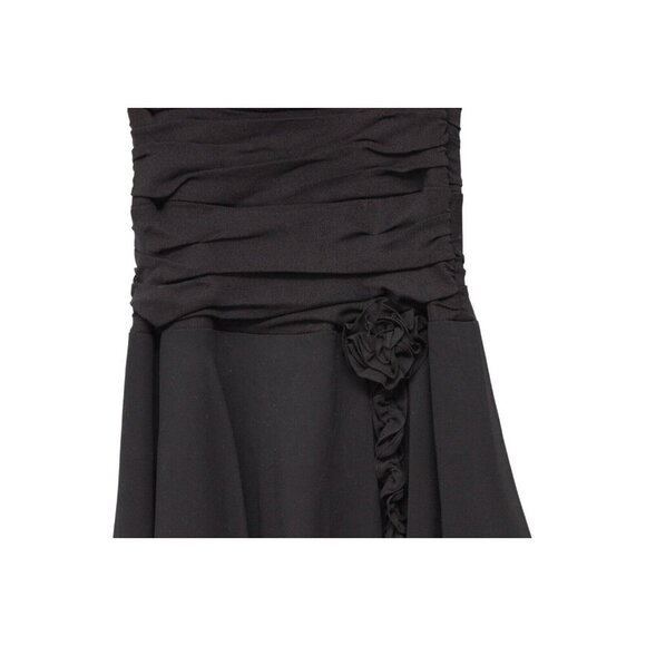 Y2K Asymmetrical Dress 10 Petite Black Chiffon Tiered Goth Grunge Ruched Formal - Picture 3 of 14